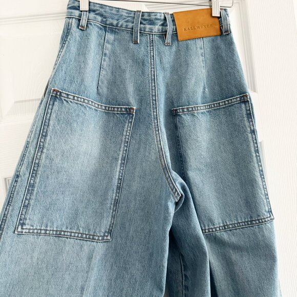 NWT Kallmeyer 32'' Deep Pocket Wide Leg Jean in Blue, size 0 - Picture 8 of 10